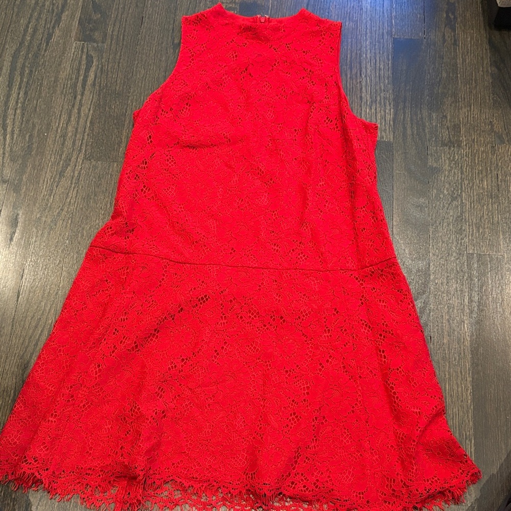 LOFT Red Lace Mini Dress